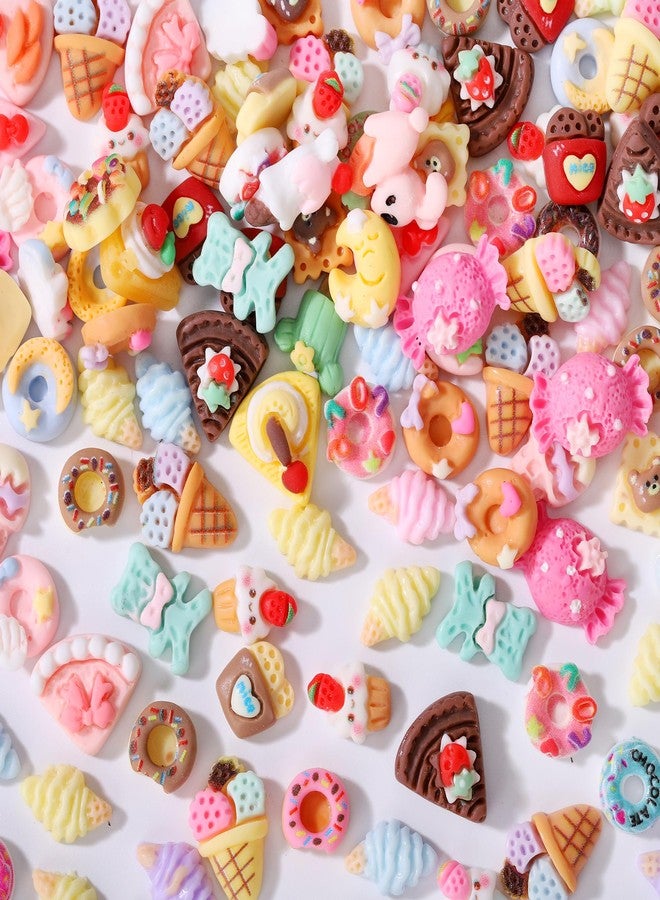 AIPULIDUO 120pcs Slime Charms Food Strawberry Ice Cream Cute Set, Mixed Batch Various Resin Flat Back Cute Set, DIY handicrafts, Decorations, Scrapbook, Decorations, Hairpins C - Image 2